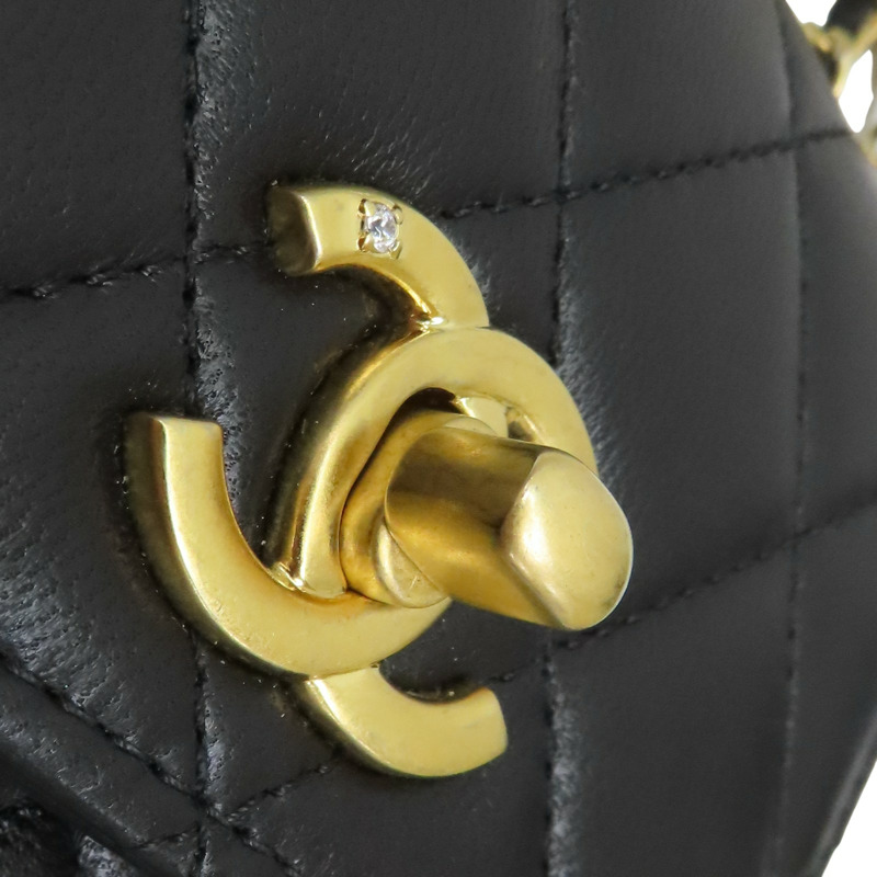 黑色 菱格紋 羊皮 mini 鏈帶 金扣 肩背包【CHANEL 香奈兒】-8