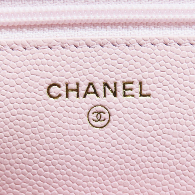 粉色 菱格紋 荔枝牛皮 水鑽logo WOC 鍊帶肩背包【CHANEL 香奈兒】-6