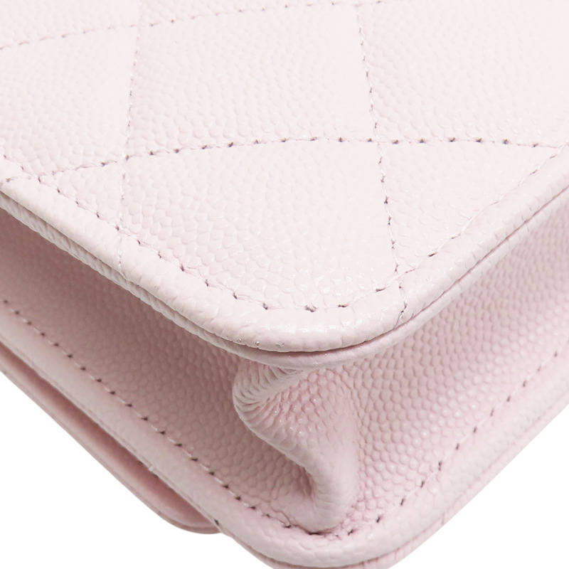 粉色 菱格紋 荔枝牛皮 水鑽logo WOC 鍊帶肩背包【CHANEL 香奈兒】-11