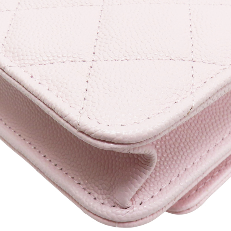 粉色 菱格紋 荔枝牛皮 水鑽logo WOC 鍊帶肩背包【CHANEL 香奈兒】-12