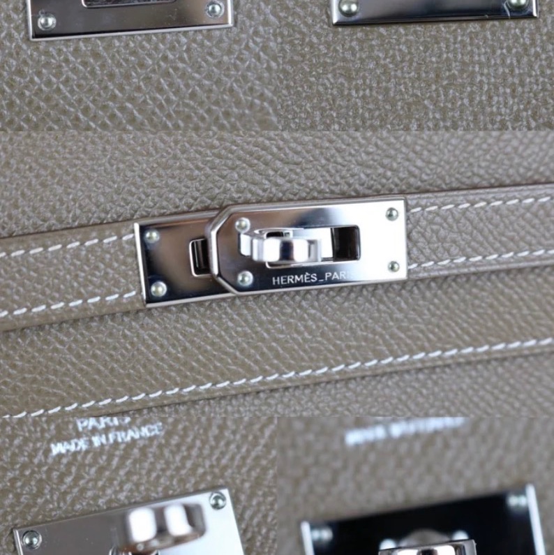 「JL精品代購」98新 愛馬仕Hermes Kelly 長夾 大象灰銀扣-6