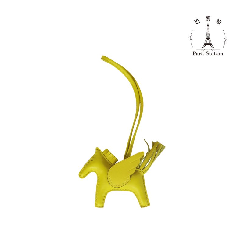 【巴黎站二手名牌專賣店】＊全新現貨＊HERMES 愛馬仕 真品＊K刻 Rodeo Pegasus 檸檬黃色小飛馬吊飾-4