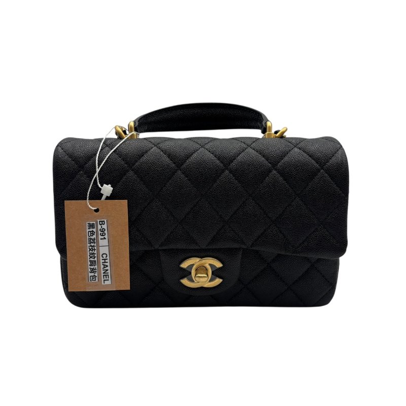 【美收精品】CHANEL 黑色荔枝紋肩背包 B-991【隔月月中將轉賣至日本 上架期限30天】-0