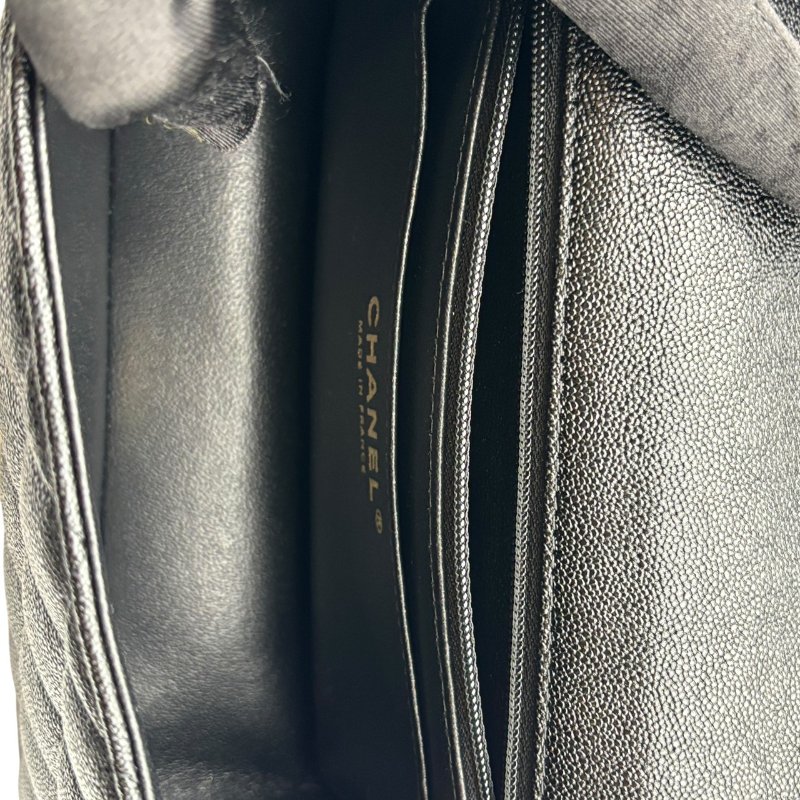 【美收精品】CHANEL 黑色荔枝紋肩背包 B-991【隔月月中將轉賣至日本 上架期限30天】-9