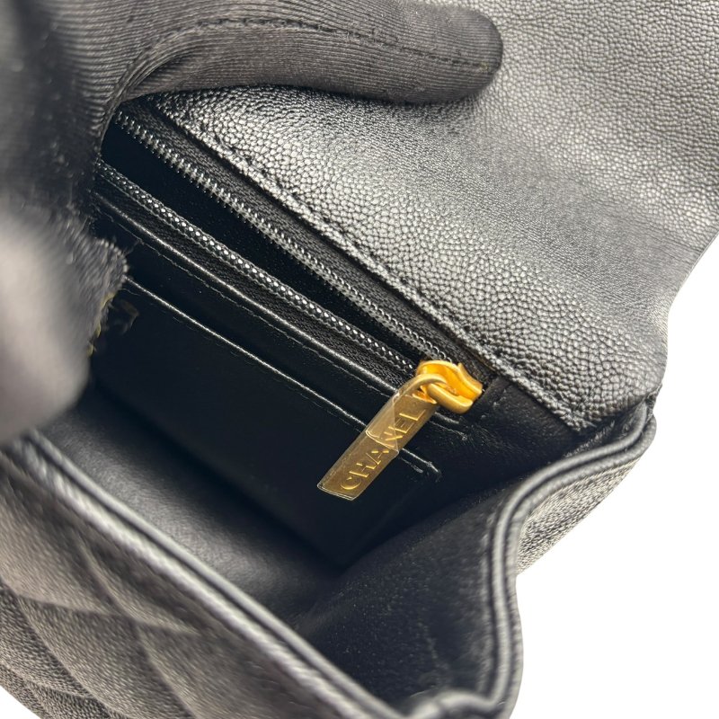 【美收精品】CHANEL 黑色荔枝紋肩背包 B-991【隔月月中將轉賣至日本 上架期限30天】-10