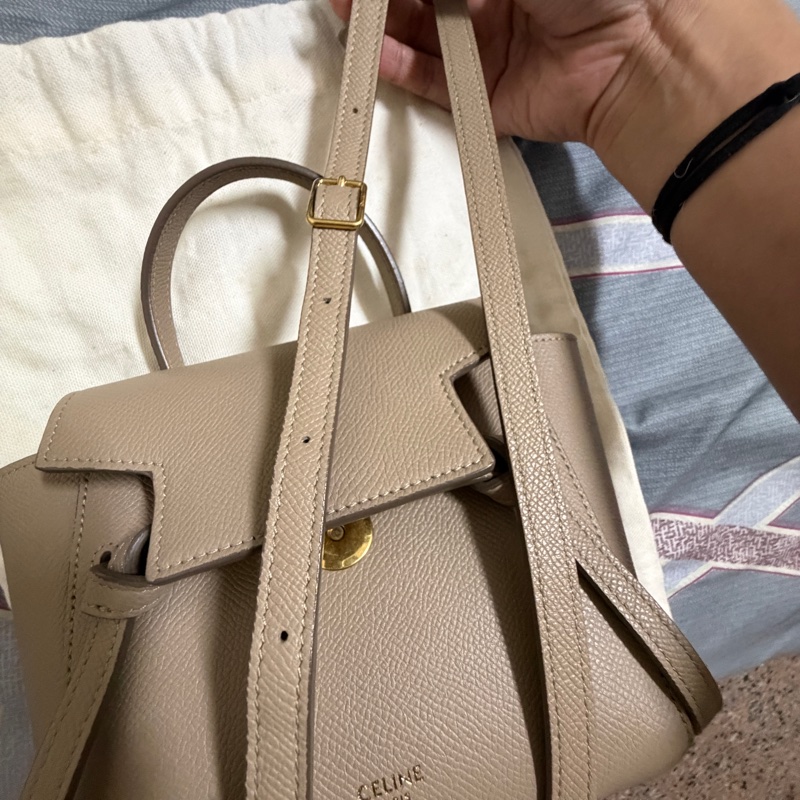 CELINE 思琳 奶茶色 駝色 小牛皮 BELT Pico 手袋 鯰魚包防塵袋-4