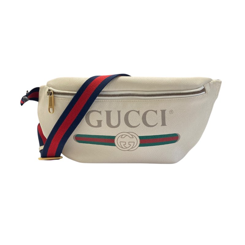 GUCCI 古馳 493869 皮革 胸/腰包 白色-0