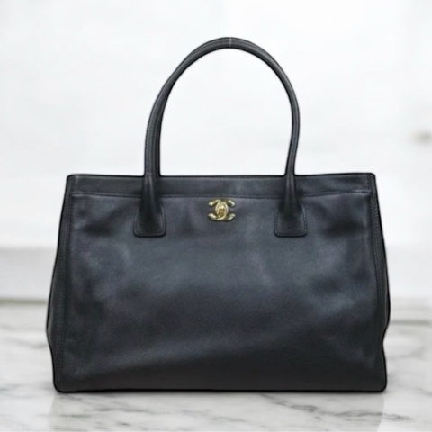 「JL精品代購」9新 Chanel 香奈兒Cerf托特包 黑銀通勤王