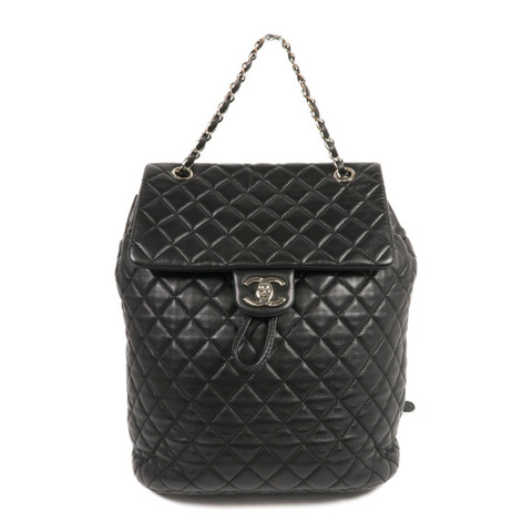 CHANEL 羊皮皮革Backpack銀扣背包