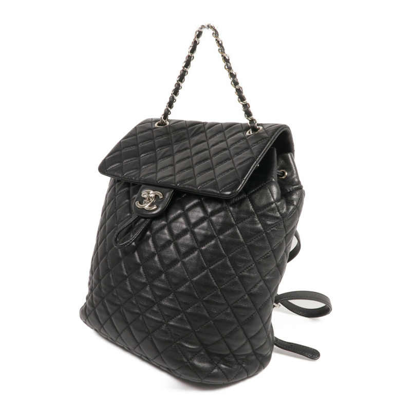 CHANEL 羊皮皮革Backpack銀扣背包-2