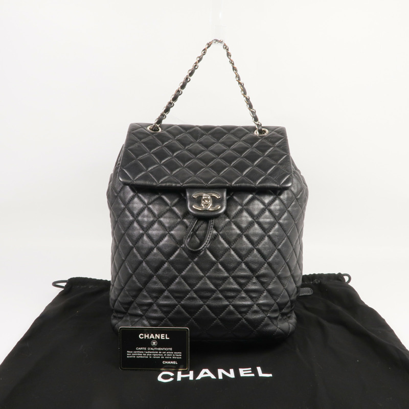 CHANEL 羊皮皮革Backpack銀扣背包-13