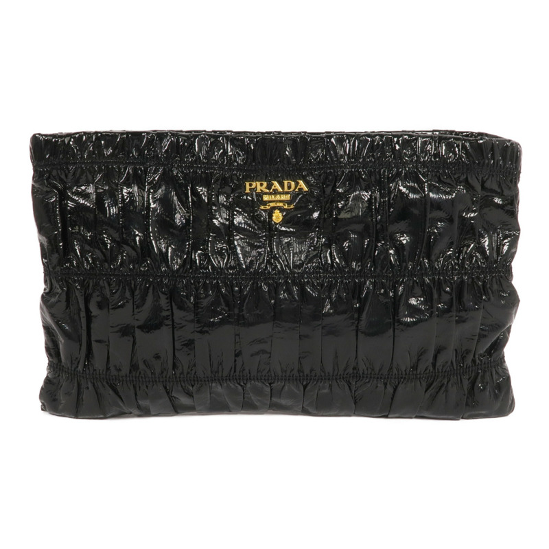 PRADA 漆皮皮革Clutch金扣手拿包-0