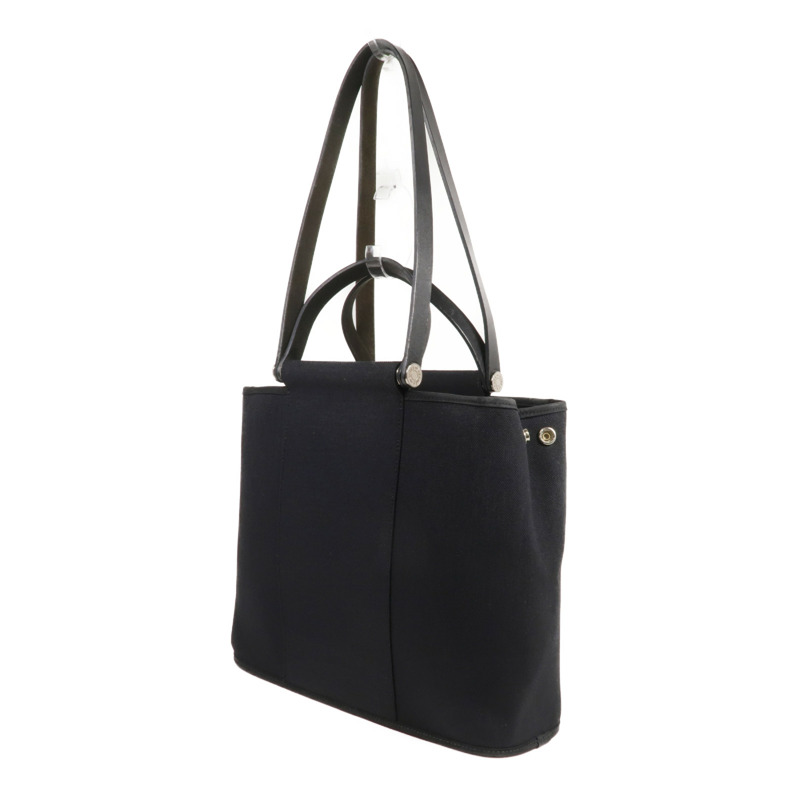 HERMES 帆布Cabag Pm銀扣手挽肩背兩用袋Noir-2