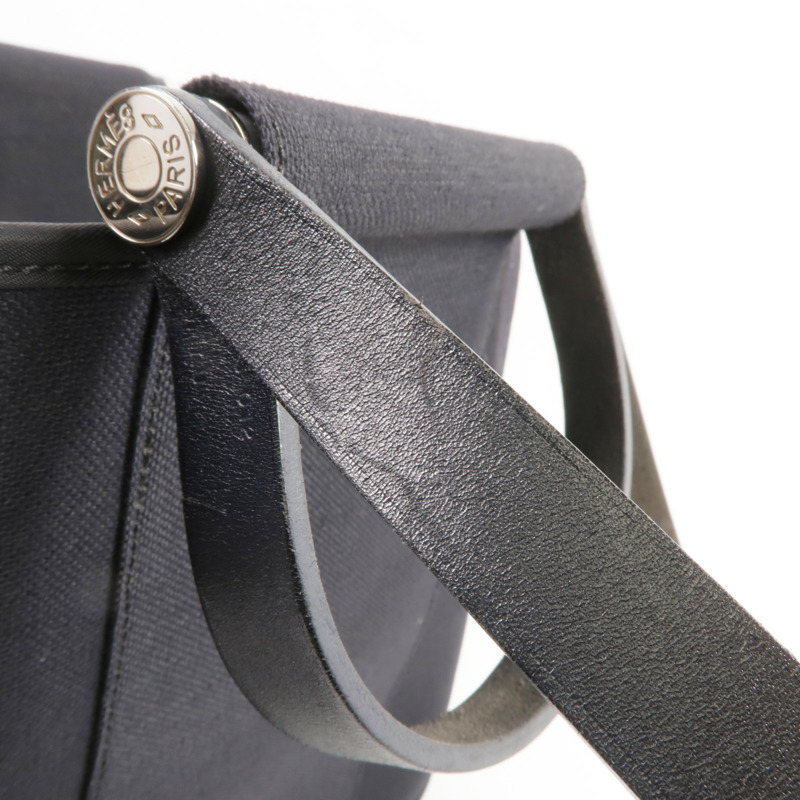 HERMES 帆布Cabag Pm銀扣手挽肩背兩用袋Noir-6
