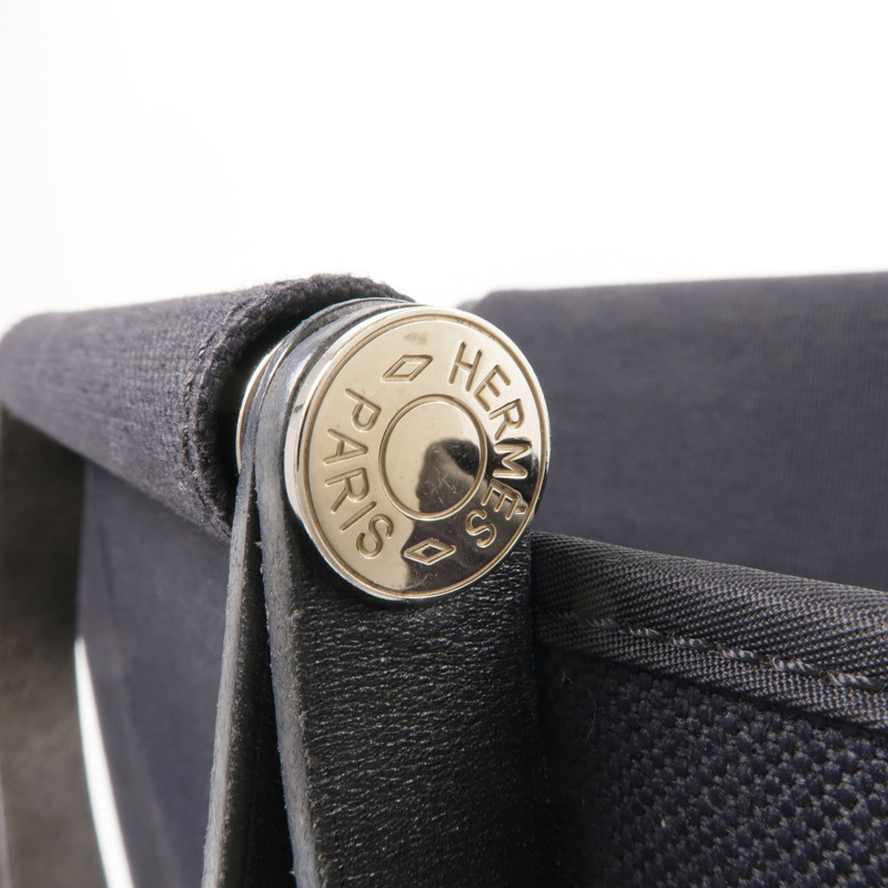 HERMES 帆布Cabag Pm銀扣手挽肩背兩用袋Noir-8