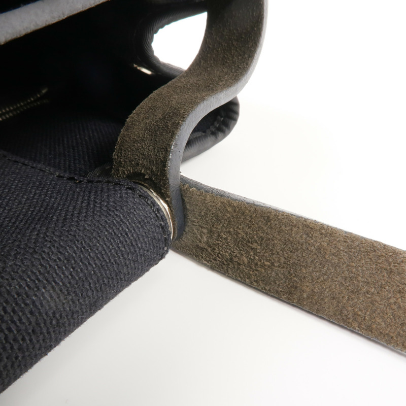 HERMES 帆布Cabag Pm銀扣手挽肩背兩用袋Noir-10