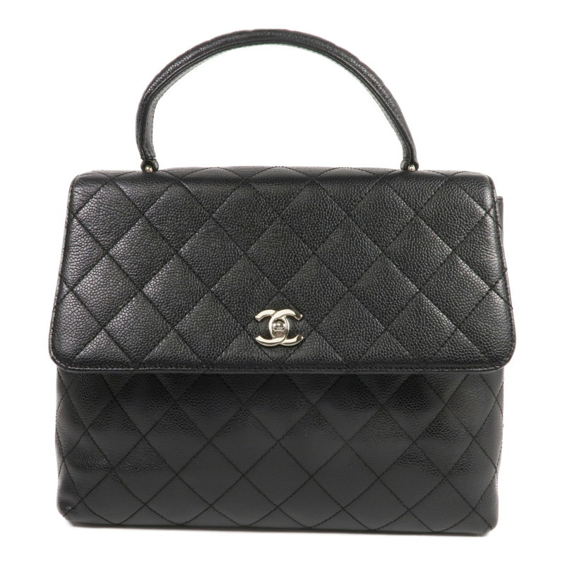 CHANEL 牛皮皮革Vintage Handbag銀扣手挽袋-0