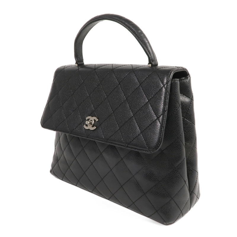 CHANEL 牛皮皮革Vintage Handbag銀扣手挽袋-2