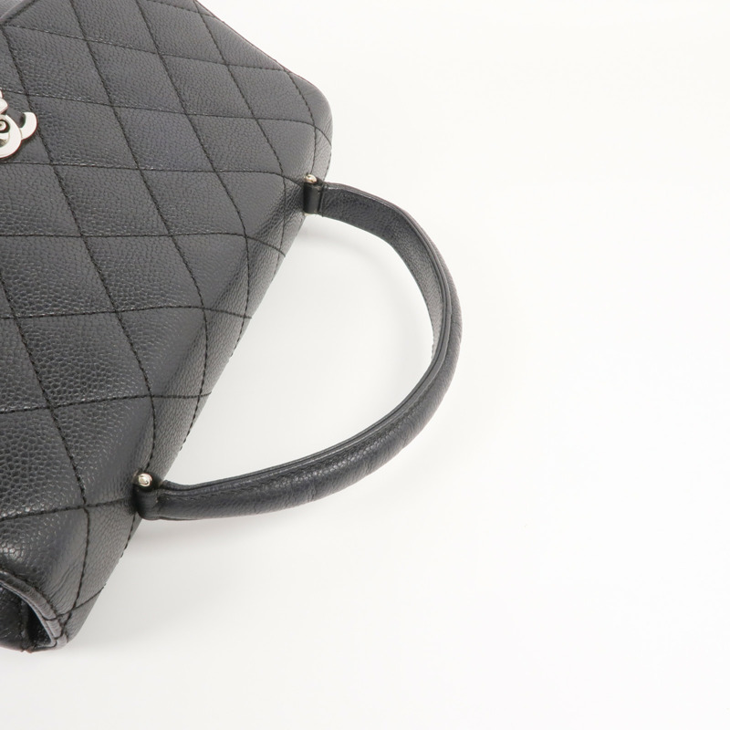 CHANEL 牛皮皮革Vintage Handbag銀扣手挽袋-4