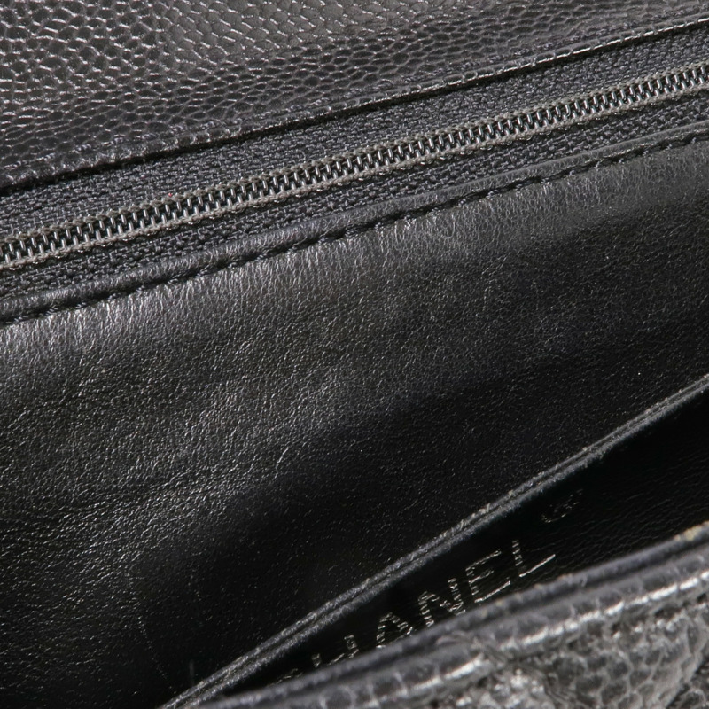 CHANEL 牛皮皮革Vintage Handbag銀扣手挽袋-15