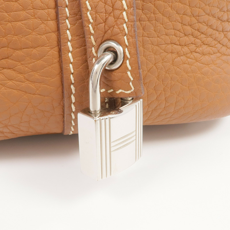 HERMES Clemence皮革Picotin PM銀扣手挽袋Gold-9