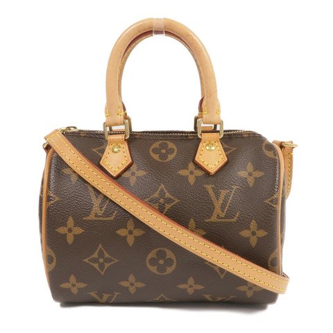 LOUIS VUITTON Monogram Nano Speedy金扣手挽肩背兩用袋棕色