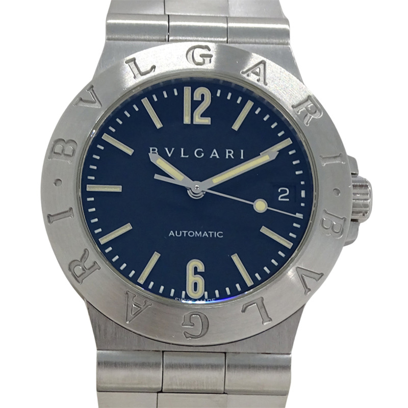 寶格麗 Diagono Sport Date 自動男士腕錶，不鏽鋼材質，LCV35S，銀/黑色，拋光處理-1