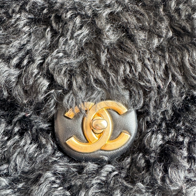 chanel黑色毛毛金鏈單肩包  超美✨✨-1