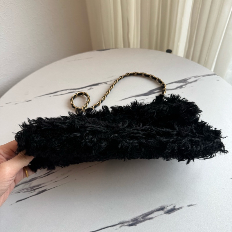 chanel黑色毛毛金鏈單肩包  超美✨✨-4
