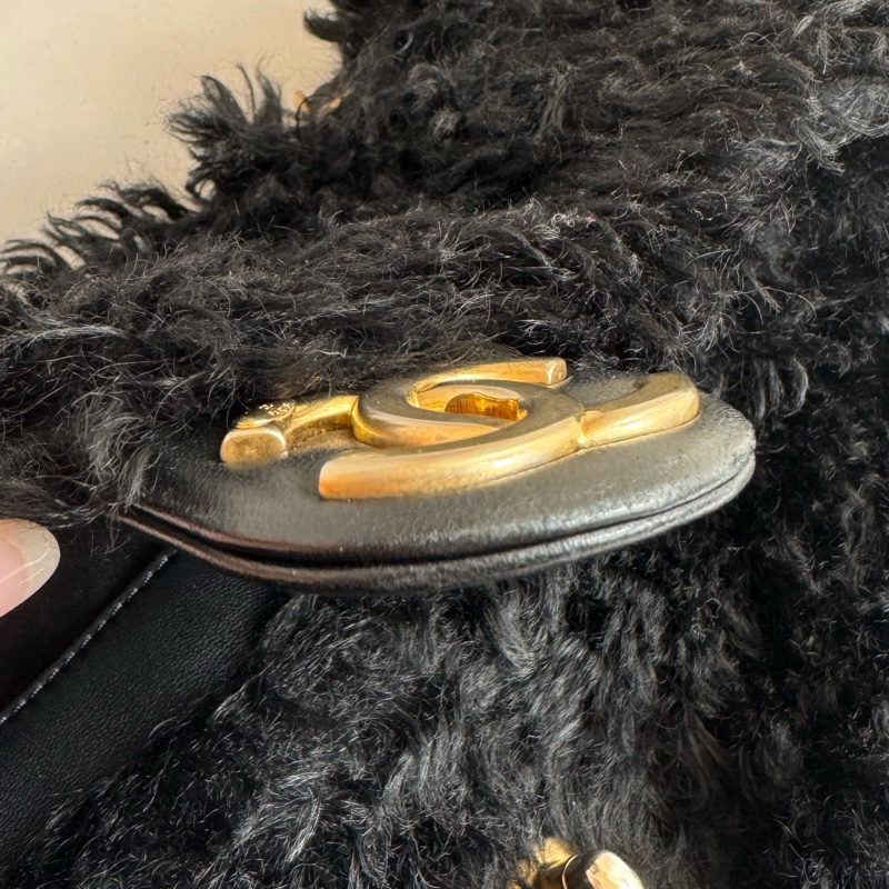 chanel黑色毛毛金鏈單肩包  超美✨✨-9