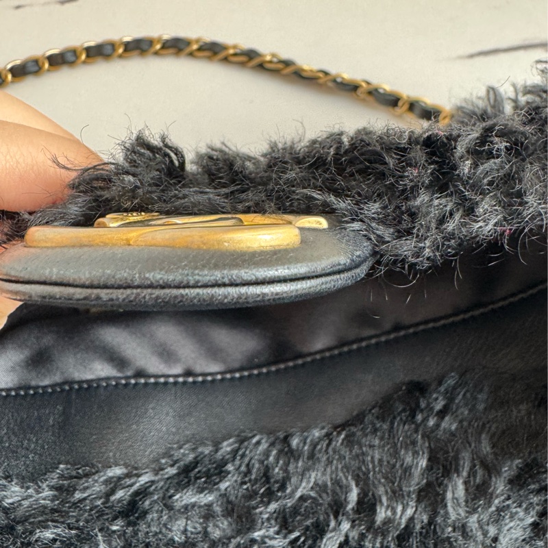 chanel黑色毛毛金鏈單肩包  超美✨✨-10