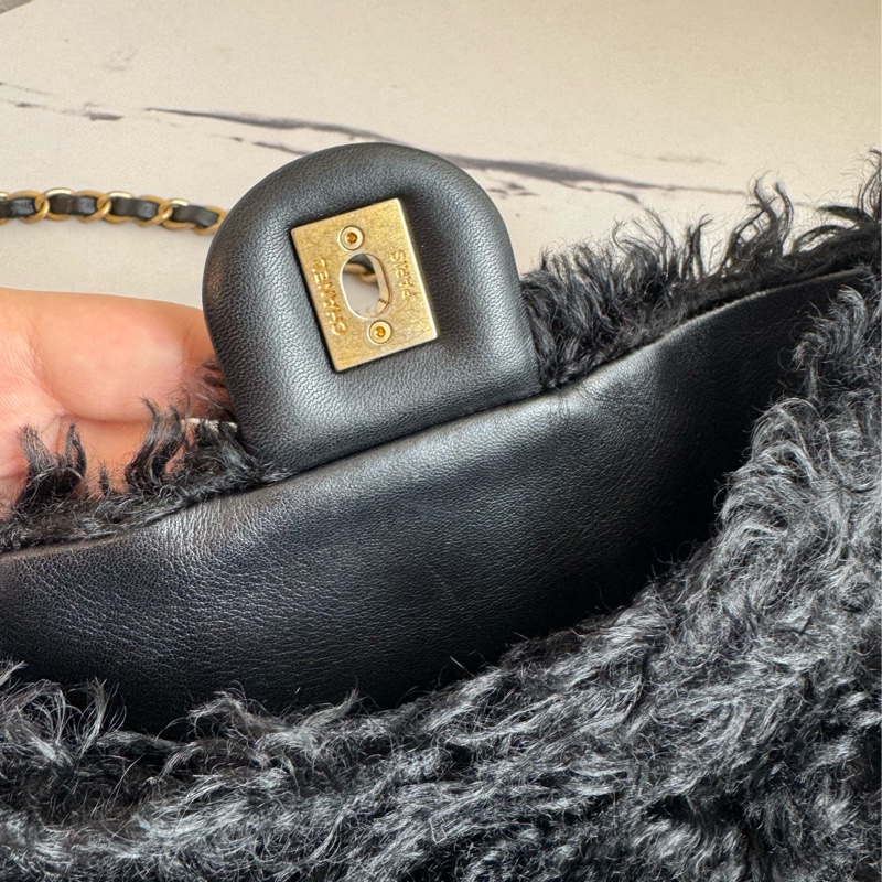 chanel黑色毛毛金鏈單肩包  超美✨✨-12