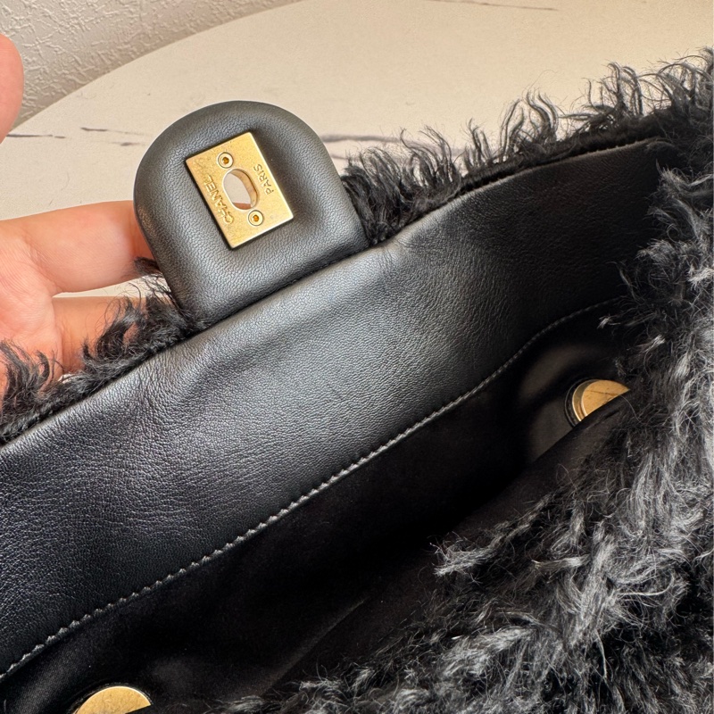 chanel黑色毛毛金鏈單肩包  超美✨✨-27