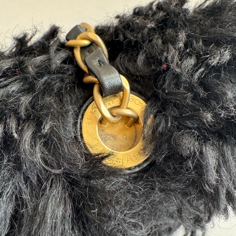 chanel黑色毛毛金鏈單肩包  超美✨✨-31