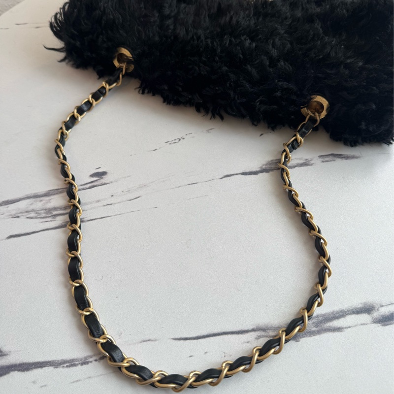 chanel黑色毛毛金鏈單肩包  超美✨✨-32