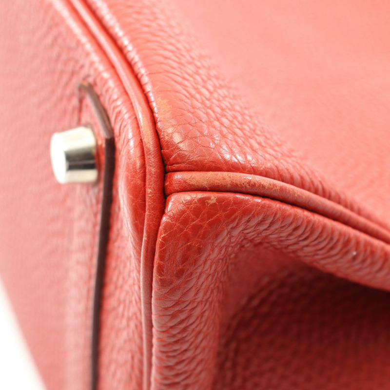 愛馬仕 Birkin 25 手提包，Togo 皮革，紅色，二手，女士，帶五金配件。-6