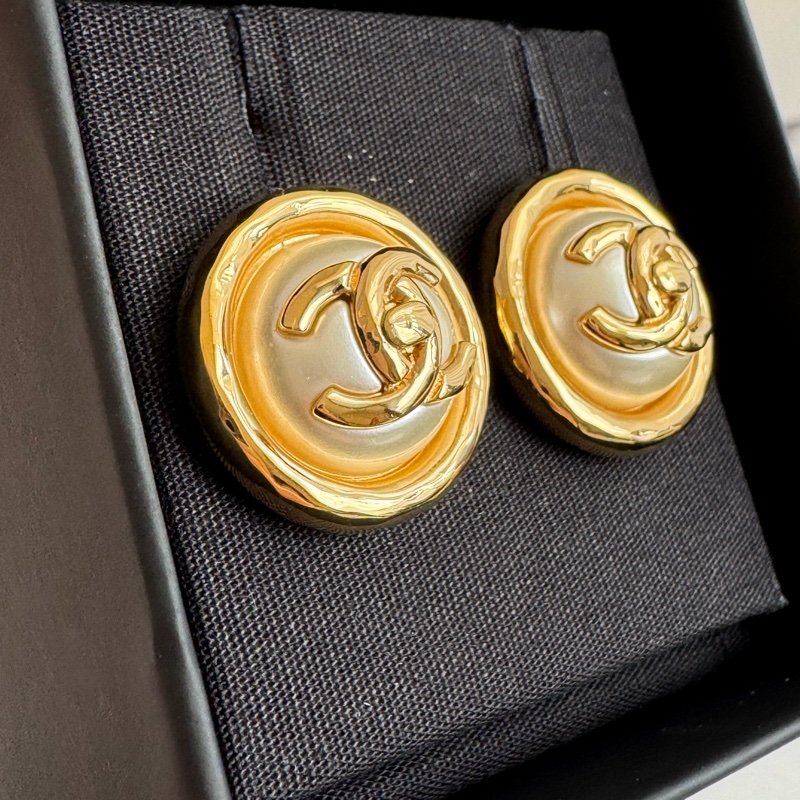 chanel金圓形珍珠雙C耳環  超級貴氣✨✨-3