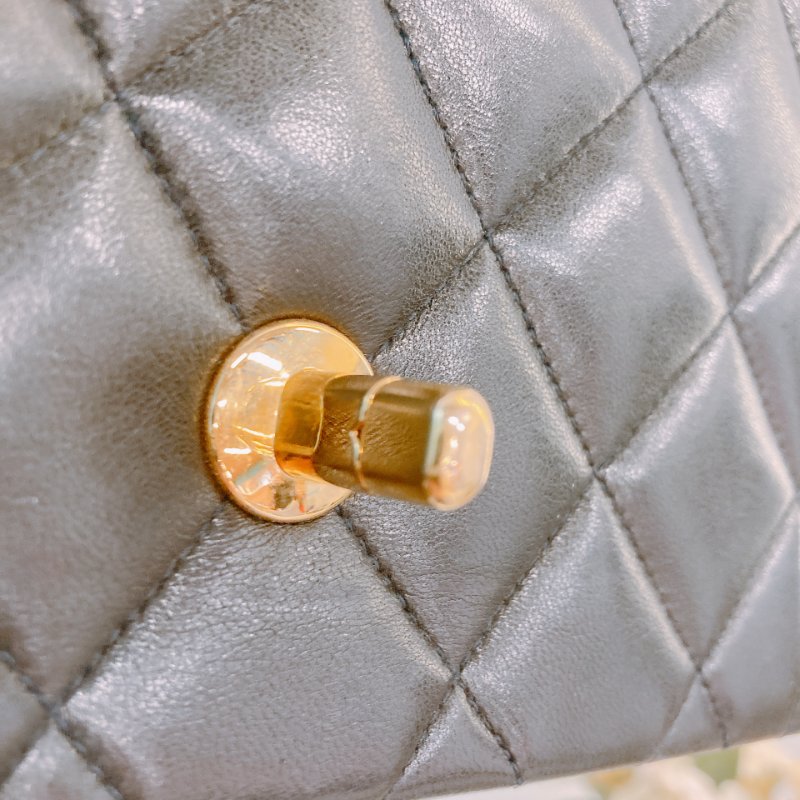 MS0391 Chanel 香奈兒 中古 戴安娜王妃 小號 黑金 黃金成份 五金/鏈條 Vintage Diana 22cm Lambskin Black x GHW-14