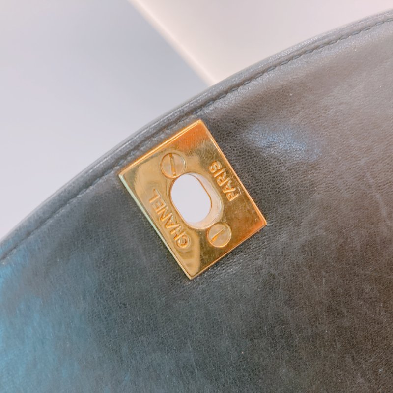 MS0391 Chanel 香奈兒 中古 戴安娜王妃 小號 黑金 黃金成份 五金/鏈條 Vintage Diana 22cm Lambskin Black x GHW-15