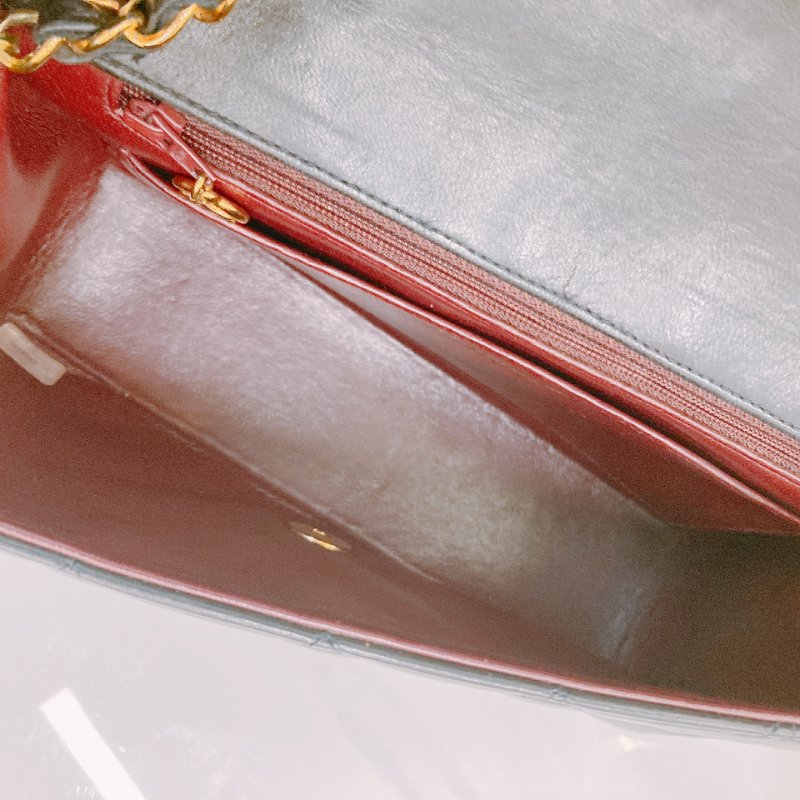 MS0391 Chanel 香奈兒 中古 戴安娜王妃 小號 黑金 黃金成份 五金/鏈條 Vintage Diana 22cm Lambskin Black x GHW-16