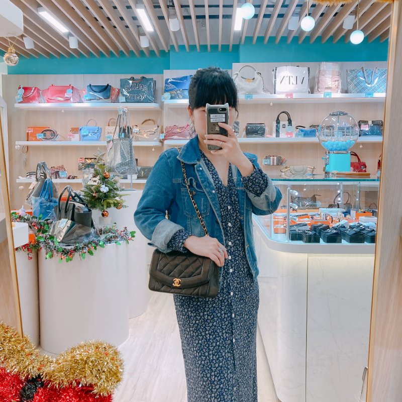 MS0391 Chanel 香奈兒 中古 戴安娜王妃 小號 黑金 黃金成份 五金/鏈條 Vintage Diana 22cm Lambskin Black x GHW-24