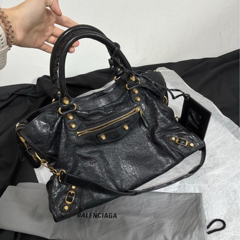 🖤balenciaga 黑金中號機車包 單肩包 手提包-0