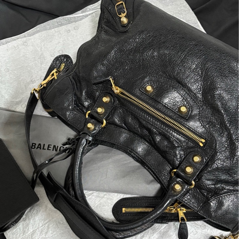 🖤balenciaga 黑金中號機車包 單肩包 手提包-1