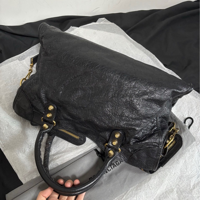 🖤balenciaga 黑金中號機車包 單肩包 手提包-2