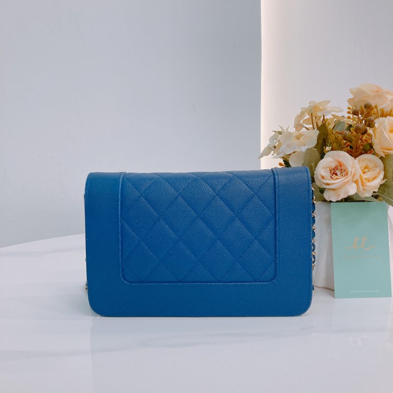 MS0390 Chanel 香奈兒 高貴 鏈條錢包 藍色 絕版 Mademoislle Wallet On Chain Blue X GHW-1