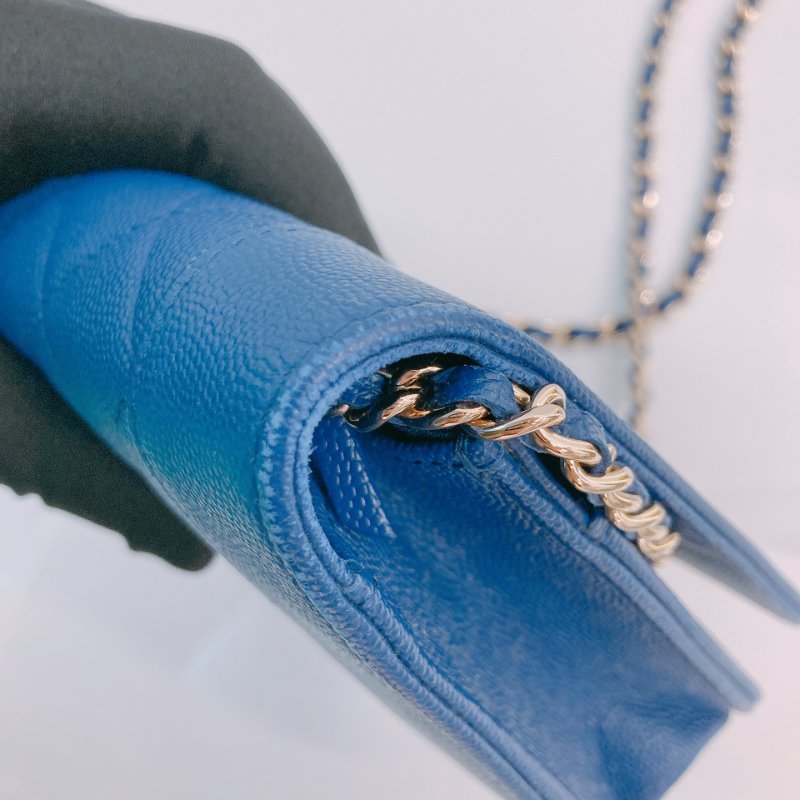 MS0390 Chanel 香奈兒 高貴 鏈條錢包 藍色 絕版 Mademoislle Wallet On Chain Blue X GHW-13