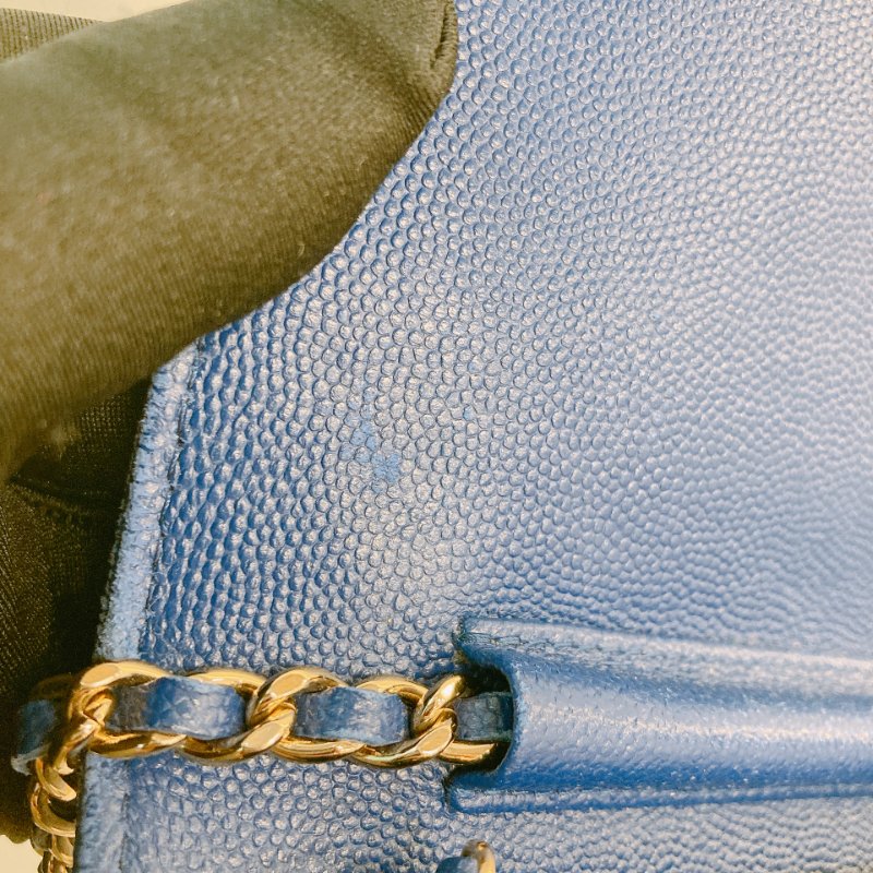MS0390 Chanel 香奈兒 高貴 鏈條錢包 藍色 絕版 Mademoislle Wallet On Chain Blue X GHW-16