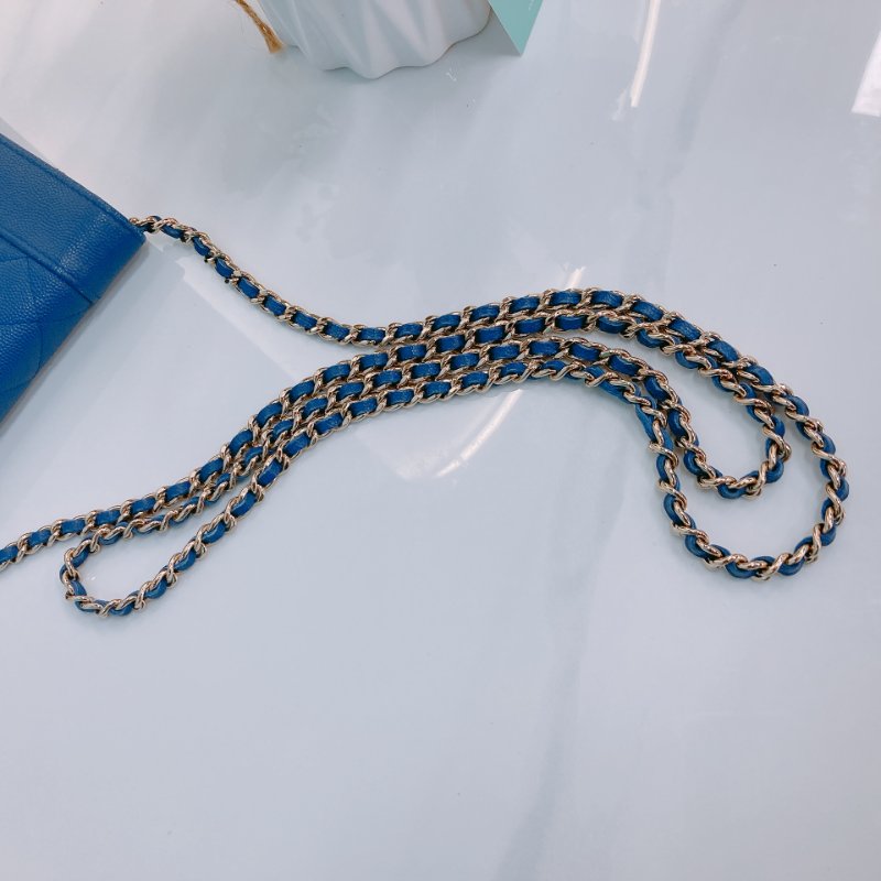MS0390 Chanel 香奈兒 高貴 鏈條錢包 藍色 絕版 Mademoislle Wallet On Chain Blue X GHW-20