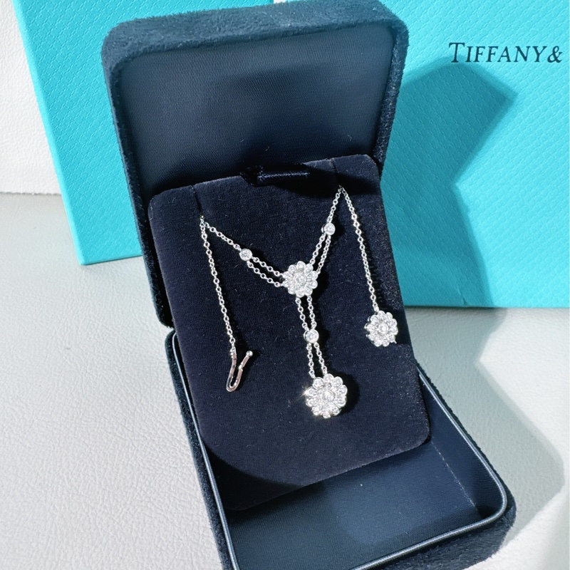 Tiffany蒂芙尼 双层满钻流苏花朵项链-1