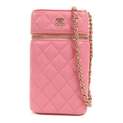 CHANEL 牛皮皮革Phone Bag金扣鏈帶肩背袋